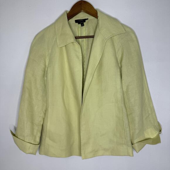 Talbots Jacket Womens Medium Yellow Pure Irish Linen Blazer Lightweight Spring - Picture 1 of 5